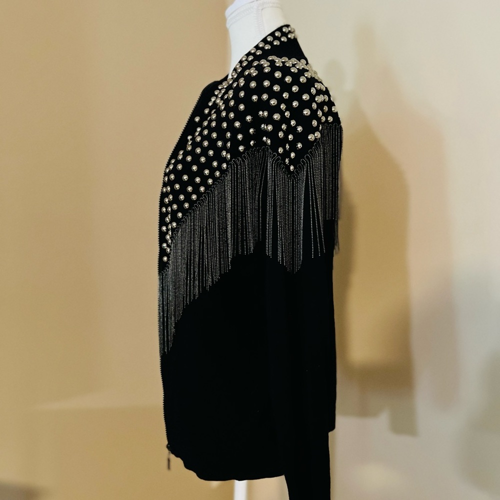 🔥One of a kind. RARE custom made Heavy Silver Studded Fringe Jacket🔥 - Picture 3 of 7
